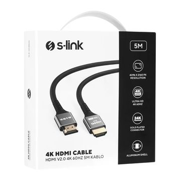 S-Link SLX-HD4K05 19+1 5 mt Metal V2.0 4K 4096x2160 60 HZ HDMI to HDMI Kablo