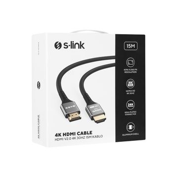 S-Link SLX-HD4K15 4K UHD HDMI v2.0 15 m 30 Hz Metal Uçlu Kablo