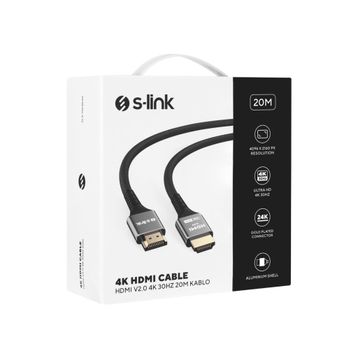 S-Link SLX-HD4K20 19+1 20 mt Metal V2.0 4K 4096x2160 30 Hz HDMI To HDMI Kablo