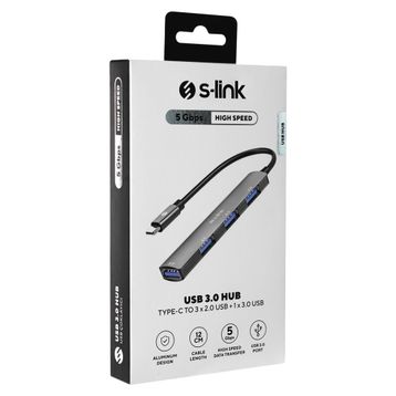 S-Link SW-U324 Type-C to 3xUSB 2.0 1xUSB3.0 Metal USB Hub