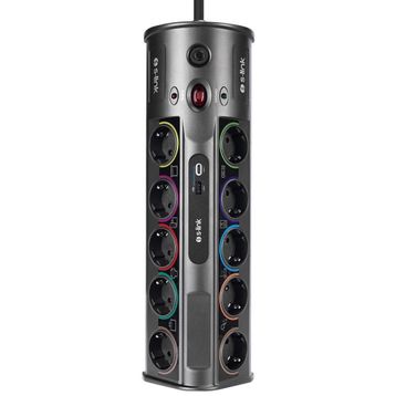 S-Link Swapp SP10AF Gri 3m 1860 Joule 1.5 mm 1 USB 1 Type-C 2.1A 5V 16A 250V 3680W 10'lu Akım Korumalı Priz