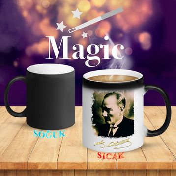 S162 Yan Portre Mustafa Kemal Atatürk Sihirli Kupa Bardak