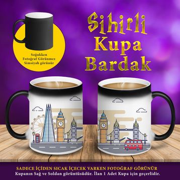 S4592 Londra Saat Kulesi ve Köprü Sihirli Kupa Bardak