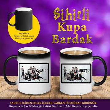 S74015 GOT7 Müzik Grupu Baskılı Sihirli Kupa Bardak