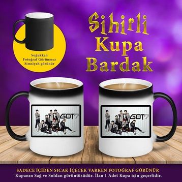 S74015 GOT7 Müzik Grupu Baskılı Sihirli Kupa Bardak