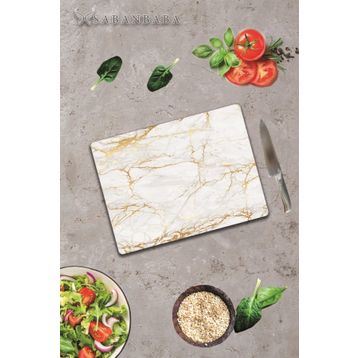 Saban Alacalı Altın Mermer 30x40 cm Cam Kesme Tahtası