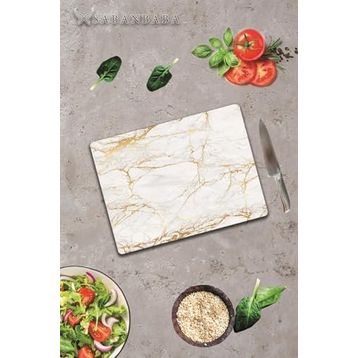 Saban Alacalı Altın Mermer 30x40 cm Cam Kesme Tahtası