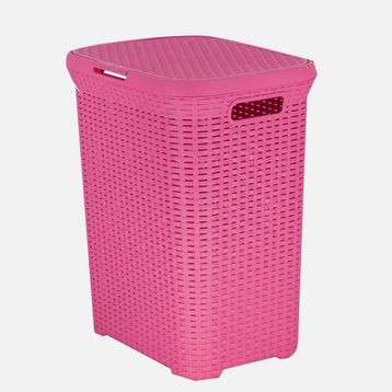 Saban Hasır Görünümlü 50 lt Pembe Çamaşır Sepeti
