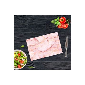 Saban Pembe Mermer Görünümlü 20x30 cm Cam Kesme Tahtası