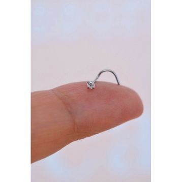 Sacce Scarves & Accessories 316L Çelik 2 mm Tektaş Hızma Arkası Kıvrımlı Düşmeyen Burun Piercingi