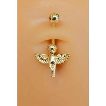 Sacce Scarves & Accessories Gold Çelik Melek Figürlü Göbek Piercing
