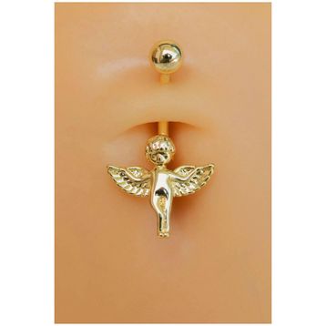 Sacce Scarves & Accessories Gold Çelik Melek Figürlü Göbek Piercing