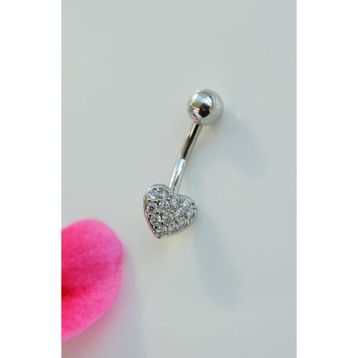 Sacce Scarves & Accessories Gümüş Çelik Minimal Küçük Kalp Göbek Piercing