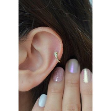 Sacce Scarves&Accessories Altın Renkli Yılan Model Halka Tragus Helix Kıkırdak Piercing