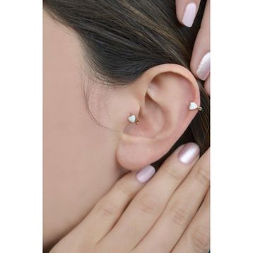 Sacce Scarves&Accessories Beyaz Kalpli Halka Tragus Kıkırdak Küpesi Piercing