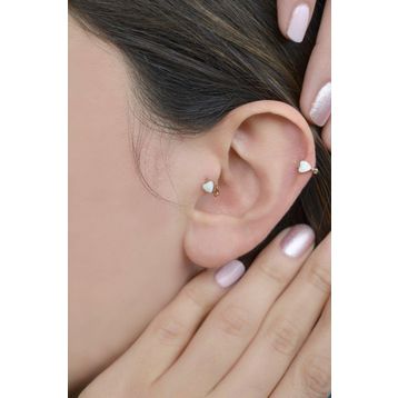 Sacce Scarves&Accessories Beyaz Kalpli Halka Tragus Kıkırdak Küpesi Piercing