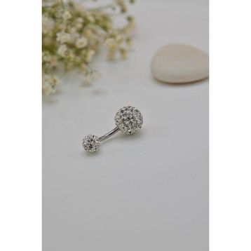 Sacce Scarves&Accessories Gümüş Renk Işıltılı Top Çelik Göbek Piercing