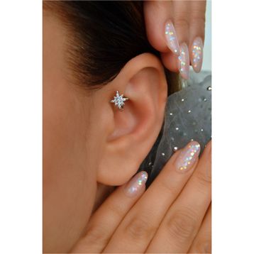 Sacce Scarves&Accessories Gümüş Renk Kuzey Yıldızı Halka Tragus Helix Kıkırdak Üst Lob Piercing