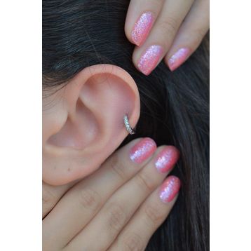 Sacce Scarves&Accessories Gümüş Renk Zirkon Taşlı Halka Tragus Helix Kıkırdak Küpesi Piercing