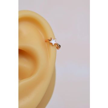 Sacce Scarves&Accessories Halka Model Beyaz Renk Mini Yıldızlı Tragus Helix Piercing