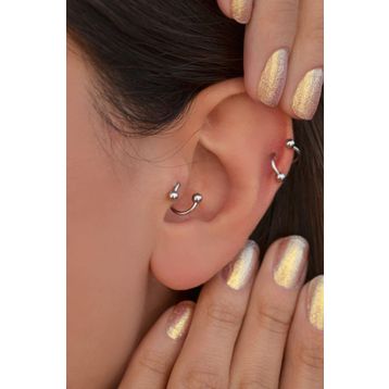 Sacce Scarves&Accessories Kıvrımlı Çelik Spiral 6 mm Tragus Helix Kıkırdak Gümüş Piercing
