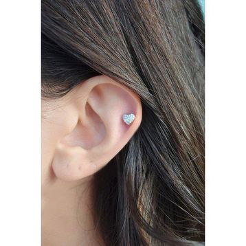 Sacce Scarves&Accessories Zirkon Taşlı Gümüş Renkli Kalpli Helix Kıkırdak Tragus Piercing