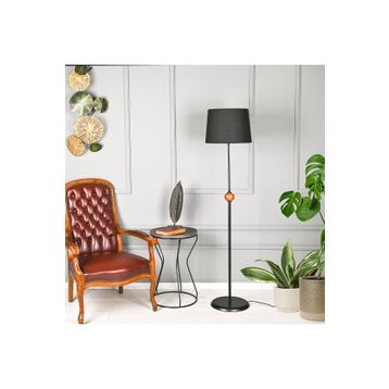 Safir Light 155x37x37 cm Siyah Ahşap Detaylı Metal Lambader