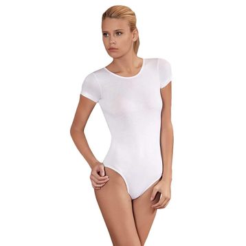 Şahinler MB860-BY48 Beyaz Kısa Kollu Bisiklet Yaka Çıtçıtlı Body