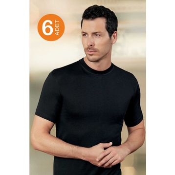 Şahinler ME004 Siyah Paket 6'lı Erkek Atlet