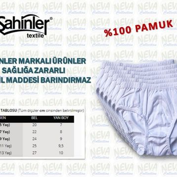 Şahinler ME009-BY-SET Beyaz 6 lı Paket %100 Pamuk Erkek Külot