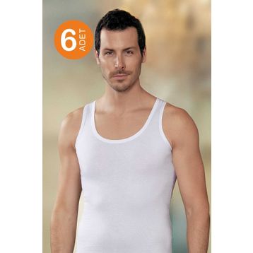 Şahinler ME030 Beyaz Pamuklu 6'lı Erkek Atlet