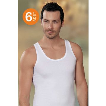 Şahinler ME066 Beyaz Likralı 6'lı Paket Erkek Atlet