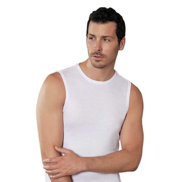 Şahinler Sıfır Kollu Bisiklet Yaka ME024 Beyaz Erkek Atlet