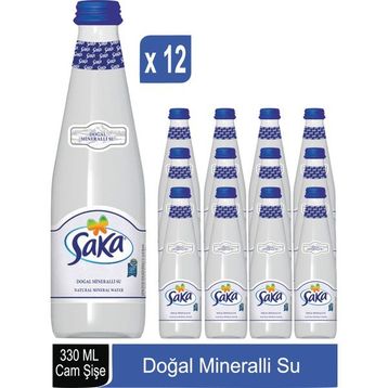 Saka 330 ml Doğal Mineralli Cam Şişe Su (12 adet)