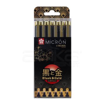 Sakura Pigma 6'lı Set Micron Black Gold Edition Teknik Çizim Kalemi