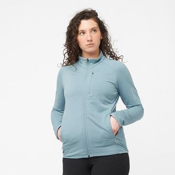 Salomon Essential Lightwarm Mavi Tam Fermuar Kadın Polar