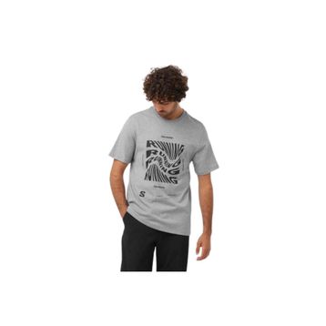 Salomon LC2219000 Running Graphic SS Tee M Gri Erkek T-shirt
