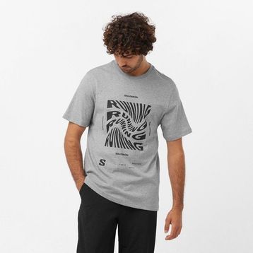 Salomon LC2219000 Running Graphic SS Tee M Gri Erkek T-shirt
