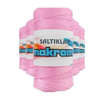 Saltıklar 1545 Pembe 100 gr 5 Adet Polyester Makrome İpi
