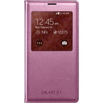 Samsung EF-CG900BPEGWW S5 Noktalı Pembe S-View Kılıf