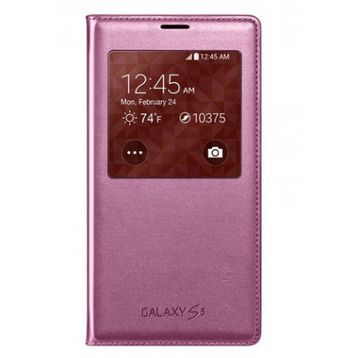 Samsung EF-CG900BPEGWW S5 Noktalı Pembe S-View Kılıf