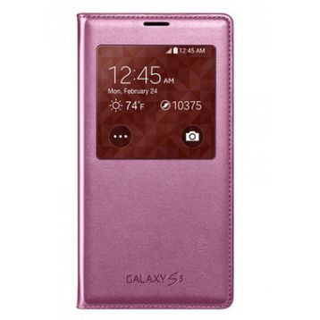 Samsung EF-CG900BPEGWW S5 Noktalı Pembe S-View Kılıf