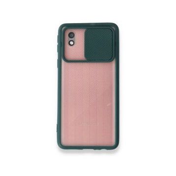 Samsung Galaxy A01 Core Palm Buzlu Kamera Sürgülü Silikon Yeşil Kılıf