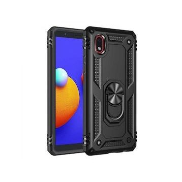 Samsung Galaxy A01 Core Sofya Yüzüklü Silikon Kapak Siyah Kılıf