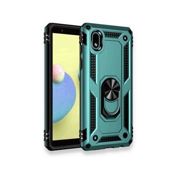 Samsung Galaxy A01 Core Sofya Yüzüklü Silikon Kapak Yeşil Kılıf