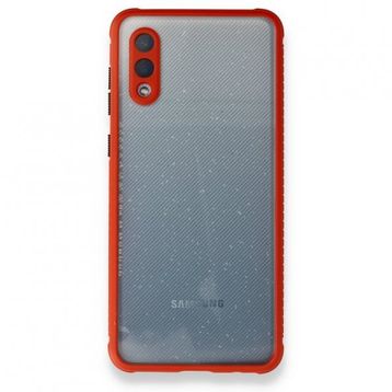 Samsung Galaxy A02 Miami Şeffaf Silikon Kırmızı Kılıf