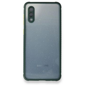 Samsung Galaxy A02 Miami Şeffaf Silikon Koyu Yeşil Kılıf