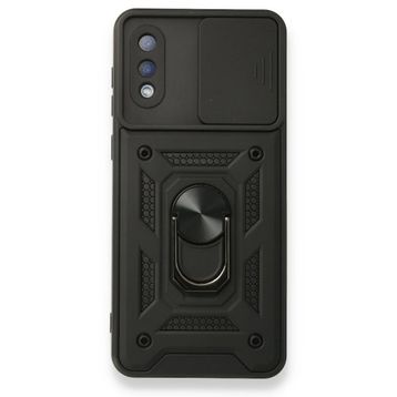 Samsung Galaxy A02 Pars Lens Yüzüklü Silikon Siyah Kılıf
