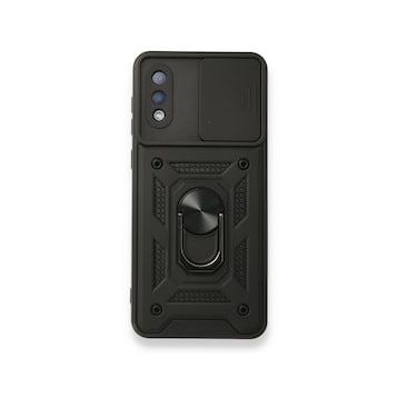 Samsung Galaxy A02 Pars Lens Yüzüklü Silikon Siyah Kılıf
