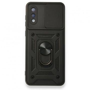Samsung Galaxy A02 Pars Lens Yüzüklü Silikon Siyah Kılıf